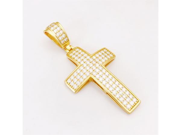 Veiling - Hanger kruis briljant Moissaniet 2.35 carat goud k, Sieraden, Tassen en Uiterlijk, Kettinghangers