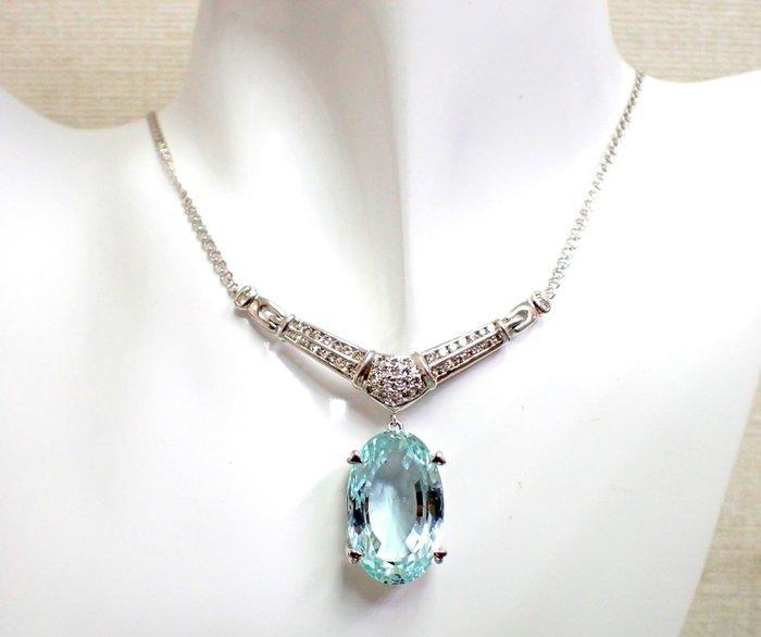 Halsketting - 18 karaat Witgoud - 28.24ct. tw. Aquamarijn -, Sieraden, Tassen en Uiterlijk, Kettingen