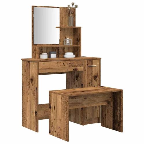 vidaXL Kaptafelset bewerkt hout oud houtkleurig, Huis en Inrichting, Tafels | Kaptafels, Nieuw, Verzenden
