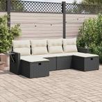 vidaXL 6-delige Loungeset met kussens poly rattan zwart, Verzenden, Nieuw, Rotan, Loungeset