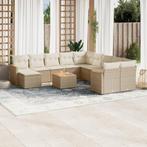 vidaXL 12-delige Loungeset met kussens poly rattan beige, Verzenden, Nieuw, Rotan, Loungeset