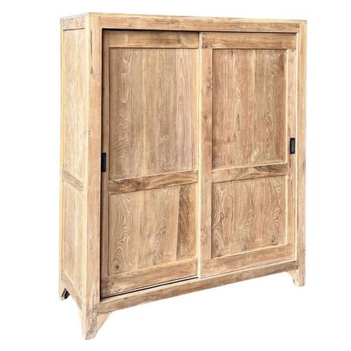 !Voordelige! massieve teak vitrinekast met schuifdeuren, Huis en Inrichting, Kasten | Vitrinekasten, 25 tot 50 cm, Met deur(en)