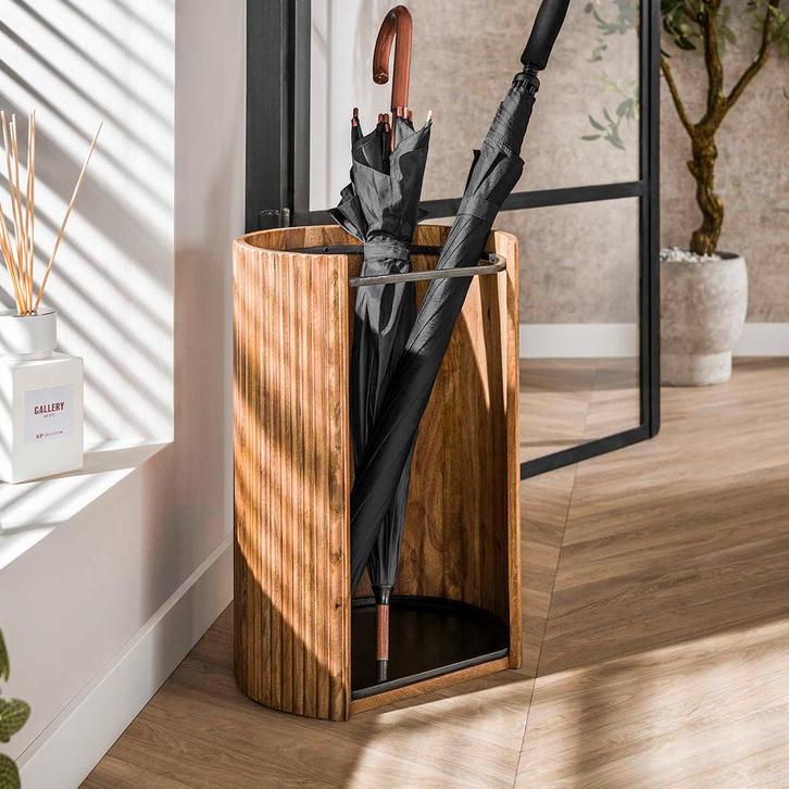 *WOONWINKEL* Paraplubak Van Ribbelhout, Huis en Inrichting, Woonaccessoires | Overige, Nieuw, Verzenden