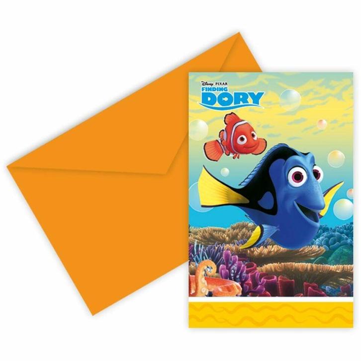 Finding Dory Uitnodigingen 6st, Hobby en Vrije tijd, Feestartikelen, Nieuw, Verzenden
