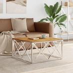 vidaXL Salontafel roestvrij staal en massief acaciahout, Verzenden, Nieuw, 50 tot 100 cm, Metaal