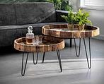 Salontafel Lodge set van 2 | 80 cm, Huis en Inrichting, Tafels | Salontafels, Ophalen of Verzenden, Nieuw