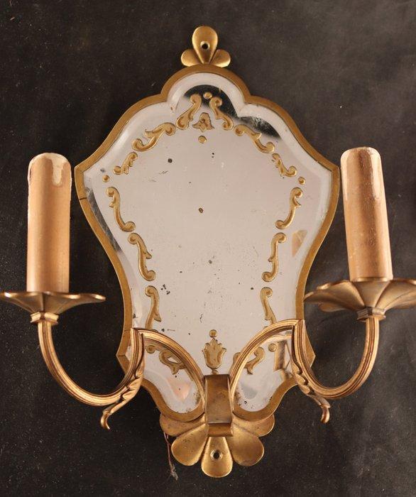 Paar antieke - Wandlamp (2) - Brons, Glas, Antiek en Kunst, Antiek | Overige Antiek