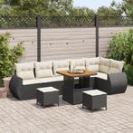 vidaXL 9-delige tuinsofa set met zwarte kussen van poly, Verzenden, Nieuw