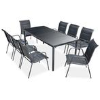 vidaXL 9-delige Tuinset staal zwart, Tuin en Terras, Tuinsets en Loungesets, Verzenden, Nieuw, 8 zitplaatsen, Rvs