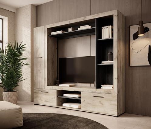 Wandmeubel grijs eiken Set compleet tV-Meubel, Huis en Inrichting, Kasten | Wandmeubels, 25 tot 50 cm, Nieuw, 150 tot 200 cm, 150 tot 200 cm