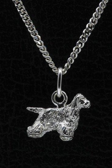 Zilveren Amerikaanse cocker spaniel met staart ketting ha..., Sieraden, Tassen en Uiterlijk, Kettinghangers, Verzenden