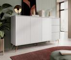 Meubella | Dressoir wit 180x40cm goud, Verzenden, 150 tot 200 cm, Nieuw, Modern