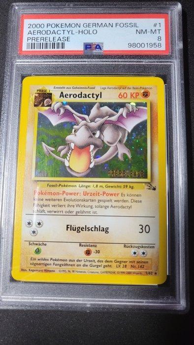 Aerodactyl- PRERELEASE - #1 Graded card - Fossil - PSA 8, Hobby en Vrije tijd, Verzamelkaartspellen | Pokémon