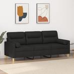 vidaXL Driezitsbank met sierkussens 180 cm stof zwart, Huis en Inrichting, Verzenden, 150 tot 200 cm, Stof, Driepersoons