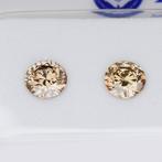 2 pcs Diamant (Natuurlijk gekleurd) - 0.74 ct - Rond - Fancy, Sieraden, Tassen en Uiterlijk, Edelstenen, Nieuw