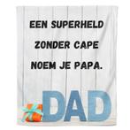 Fleecedeken Vaderdag - Superheld -  cm, Huis en Inrichting, Woonaccessoires | Plaids en Woondekens, Verzenden, Nieuw