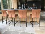 Set van 4 leren barstoelen - bruin leer, Huis en Inrichting, Stoelen, Overige kleuren, Nieuw, Leer, Ophalen of Verzenden