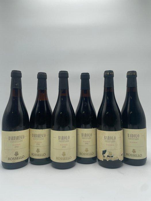 1992 x2 Barbaresco, 1992 x2, 1996 x2 Barolo, Rossello -, Verzamelen, Wijnen