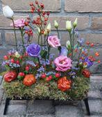 Parallel bloemstuk op metalen frame tray met sideau natural, Ophalen of Verzenden, Nieuw