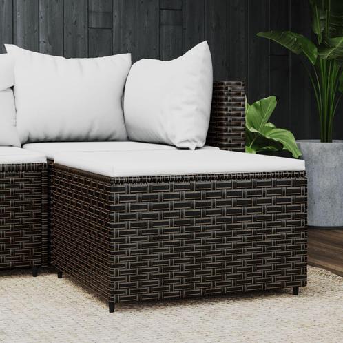 vidaXL Voetensteun met kussen poly rattan bruin, Tuin en Terras, Tuinsets en Loungesets, Nieuw, Rotan, Verzenden