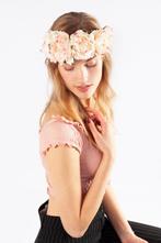 Bloemenkrans Haar Pioenrozen Wit Roze Bloemen Haarband Fairy, Ophalen of Verzenden, Nieuw, Carnaval, Accessoires