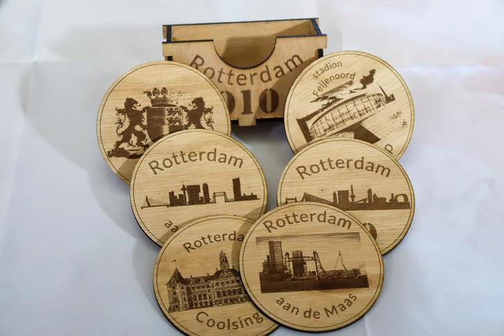 Rotterdam onderzetters 6 stuks in doosje, Huis en Inrichting, Woonaccessoires | Onderzetters, Glas of Kopje, Nieuw, Verzenden