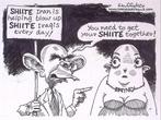 Pentekening Amerika - Samen Sjiieten (lijst optie), Antiek en Kunst, Verzenden