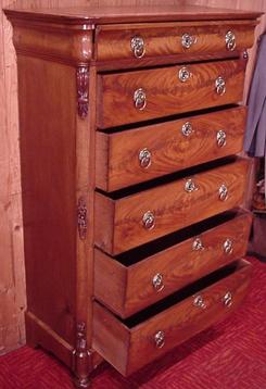 Antiek Dutch Strak mahoniehouten Chiffoniere Ladenkast 6 la