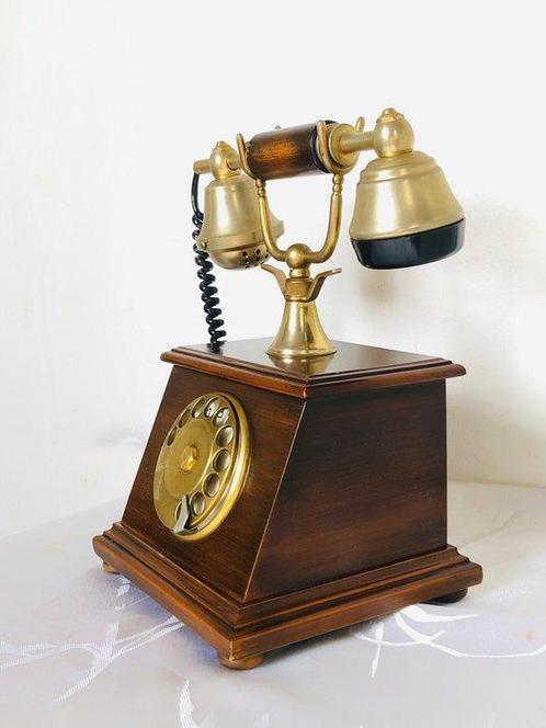 Analoge telefoon - Hout, gouden vergulde litan, Antiek en Kunst, Kunst | Designobjecten