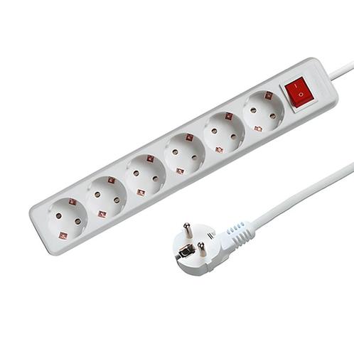 Tafelcontactdoos wit NL 6-voudig met schakelaar en 3 mete..., Huis en Inrichting, Lampen | Overige, Nieuw, Ophalen of Verzenden