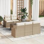 vidaXL 6-delige tuinbank set met kussens in beige poly riet, Tuin en Terras, Tuinsets en Loungesets, Verzenden, Nieuw, Rotan