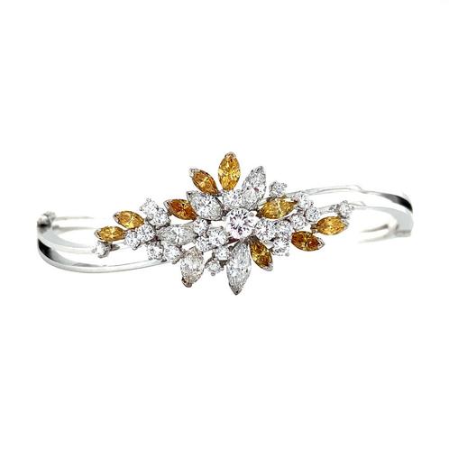 Witgouden vintage bangle met diamant 14 krt, Sieraden, Tassen en Uiterlijk, Armbanden, Nieuw, Ophalen of Verzenden