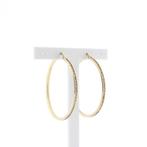 Gouden oorringen met zirconia | Ø 51,5 mm (grote oorringen), Gebruikt, Overige kleuren, Ophalen of Verzenden, Met edelsteen