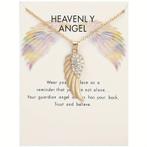 Goudkleurige Engelvleugel Ketting op Heavenly Angel Kaartje, Nieuw, Verzenden
