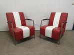 2 Montel Sue - Fauteuils - Nieuwstaat - Rood wit Leder
