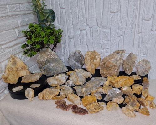 Natuurlijke kristalmonsters - Ruwe calciet, kwarts,, Verzamelen, Mineralen en Fossielen