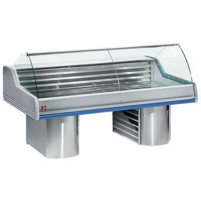Gekoelde vitrine toonbank met gebogen ruit, op sokkels |, Zakelijke goederen, Horeca | Keukenapparatuur, Nieuw in verpakking, Verzenden