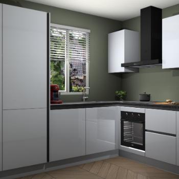 Witte hoogglans greeploze keuken Vaduz 31414, Huis en Inrichting, Keuken | Complete keukens, Verzenden