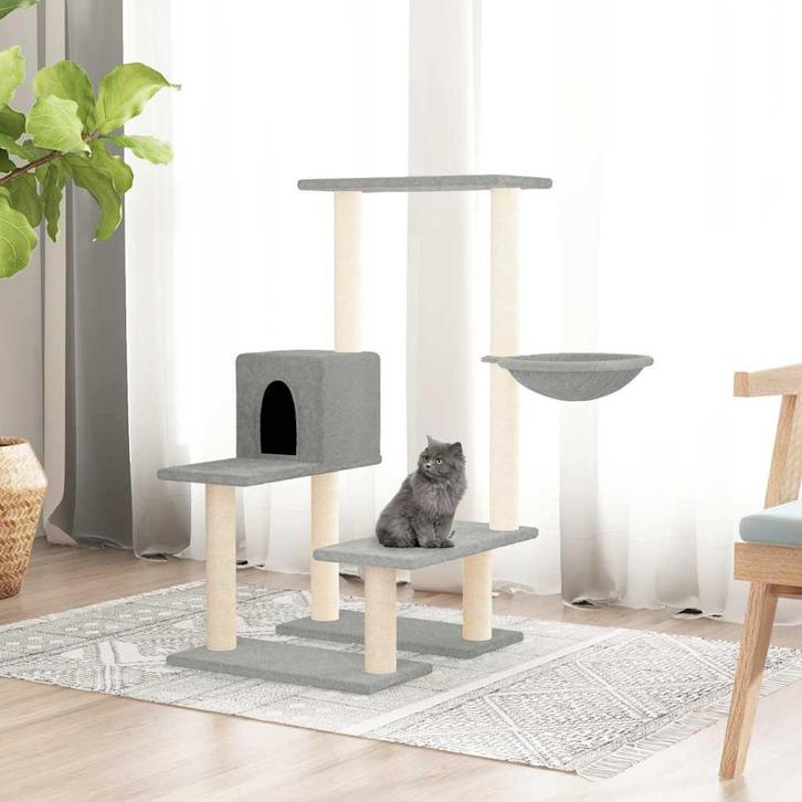 vidaXL Kattenmeubel met sisal krabpalen 94,5 cm lichtgrijs, Dieren en Toebehoren, Katten-accessoires, Nieuw, Verzenden