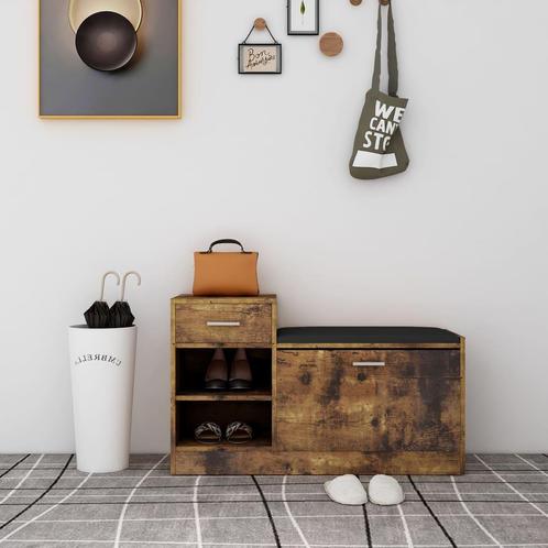 vidaXL Schoenenbank 94,5x31x57 cm bewerkt hout gerookt, Huis en Inrichting, Kasten | Schoenenrekken, Nieuw, Verzenden