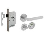 Intersteel deurbeslag set WC-Slot 63/8 mm rvs + deurklink, Verzenden, Nieuw