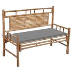 vidaXL Tuinbank met kussen 120 cm bamboe, Tuin en Terras, Tuinbanken, Verzenden, Nieuw, Hout