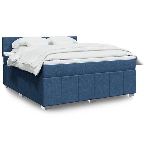 vidaXL Boxspring met matras stof blauw 180x200 cm, Huis en Inrichting, Slaapkamer | Bedden, 80 cm, 200 cm, Blauw, Eenpersoons