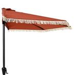 Parasol | Decoris | 270 x 135 x 235 cm (Oranje/Wit, Half), Tuin en Terras, Parasols, Verzenden, Nieuw