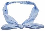 Haarband Knoop Strik Ruit Print Licht Blauw, Nieuw