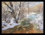 Richard Kiss (1968) - Paysage de neige en Hongrie, Antiek en Kunst, Kunst | Schilderijen | Klassiek