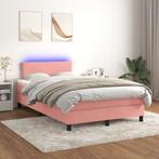 vidaXL Boxspring met matras en LED fluweel roze 120x200 cm, Verzenden, Nieuw, Twijfelaar, 120 cm