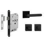 Deurbeslag set met WC-slot en deurklink Linee zwart gevee..., Doe-het-zelf en Verbouw, Hang- en Sluitwerk, Ophalen of Verzenden