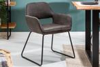 Design stoel MUSTANG antiek grijs microvezel met armleuning, Ophalen of Verzenden, Nieuw