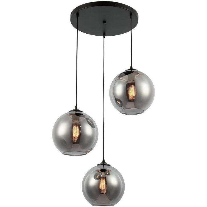 Hanglamp Smoke Glas 3-Licht, Huis en Inrichting, Lampen | Overige, Nieuw, Verzenden